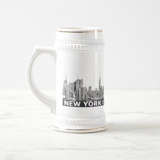 Monokrom horisonttext för NYC Sejdel (Vänster)
