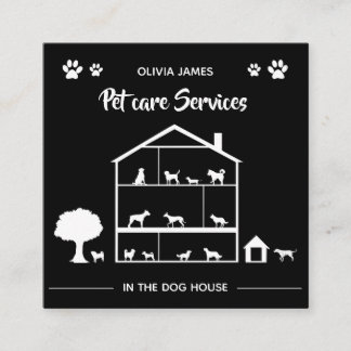 Monokrom i hund djuromsorga tjänster fyrkantigt visitkort