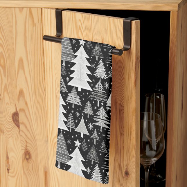 Monokrom jul kökshandduk (Thirds Fold)