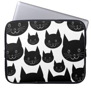 Monokrom kattdesign laptop fodral