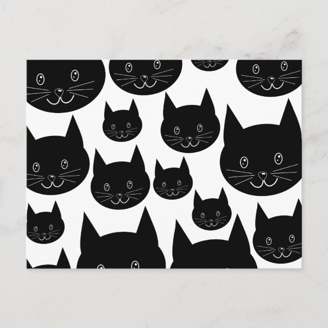 Monokrom kattdesign. vykort (Framsida)
