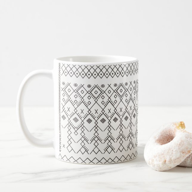 Monokrom Kilim: marockanska stamkonsten Struktur A Kaffemugg (Med munk)