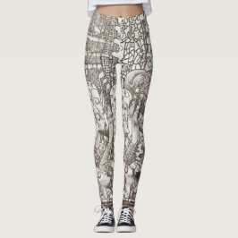 Monokrom kvinnlig modernistisk Abstrakt-symbol Leggings