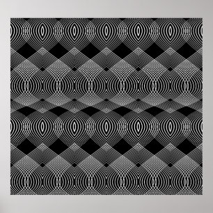 Monokrom Linjer: Texturerad abstrakt design Poster