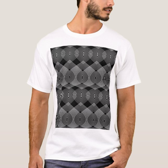 Monokrom Linjer: Texturerad abstrakt design T Shirt (Framsida)