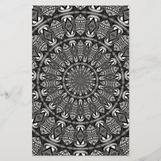 Monokrom Mandala Brevpapper (Framsida)