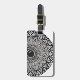 Monokrom mandala-design resväskemärke bagagebricka