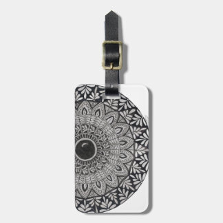 Monokrom mandala-design resväskemärke bagagebricka