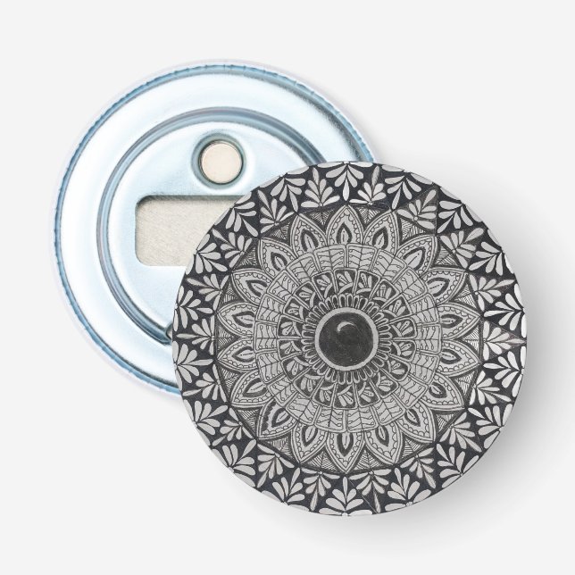 Monokrom mandala flasköppnare (Framsidan)