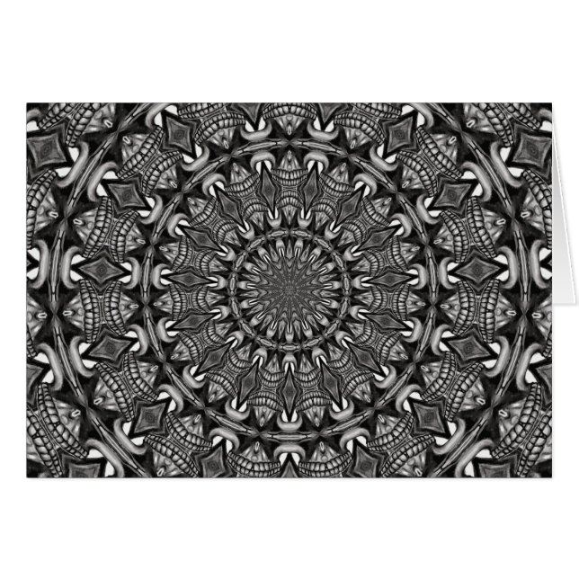 Monokrom Mandala Hälsningskort (Framsidan Horizontal)
