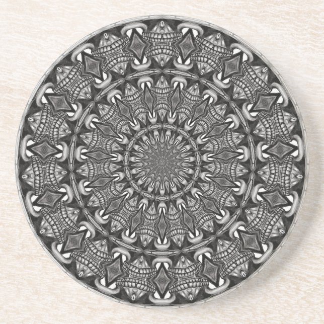 Monokrom Mandala Underlägg Sandsten (Framsidan)