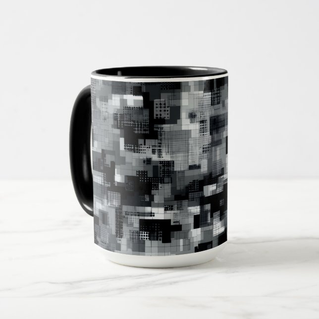 Monokrom Matrixmosaik Mugg (Framsida vänster)