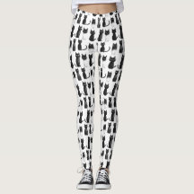 Monokrom meow Leggings - Svarta katter