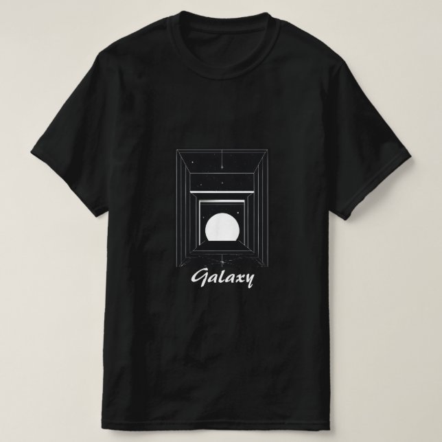 Monokrom minimal Galaxy i kubikens Logotyp T Shirt (Design framsida)