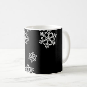 Monokrom minimal snöflammande jul Mönster Kaffemugg