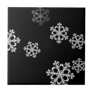 Monokrom minimal snöflammande jul Mönster Kakelplatta