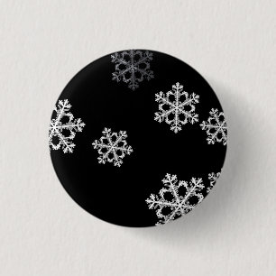 Monokrom minimal snöflammande jul Mönster Knapp