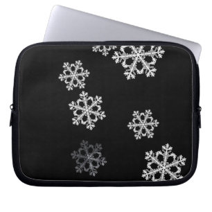 Monokrom minimal snöflammande jul Mönster Laptop Fodral