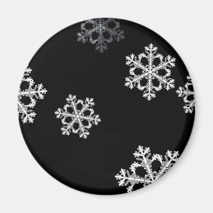 Monokrom minimal snöflammande jul Mönster Magnet