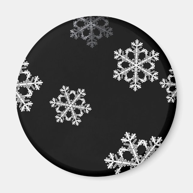 Monokrom minimal snöflammande jul Mönster Magnet (Framsidan)
