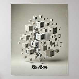 Monokrom minimalism: Flyta Abstrakten för kvadrate Poster