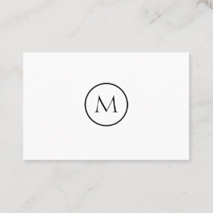 Monokrom Minimalist Monogrammed vitbakgrund Visitkort
