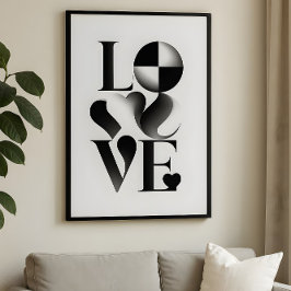 Monokrom minimalistisk KÄRLEK Typografi Abstrakt K Poster