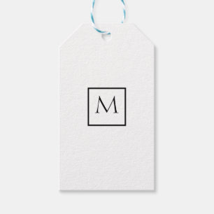 Monokrom, minimalistisk rektangel, monogram presentetikett