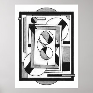 Monokrom Modern Geometrisk Abstraktion Poster