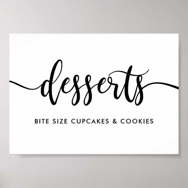 Monokrom modern typografi Desserts Food Sign Poster (Framsidan)