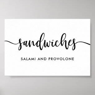 Monokrom modern typografi Smörgåsar matskylt Poster