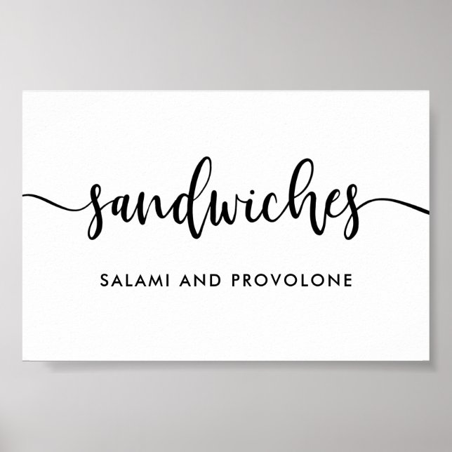 Monokrom modern typografi Smörgåsar matskylt Poster (Framsidan)