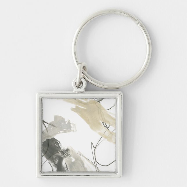 Monokrom Momentum Fyrkantig Silverfärgad Nyckelring (Framsidan)
