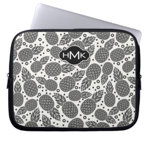 Monokrom Monogram för ananas   Laptop Sleeve