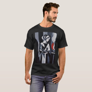 Monokrom Mystisk Kvinna Art Deco T-Shirt