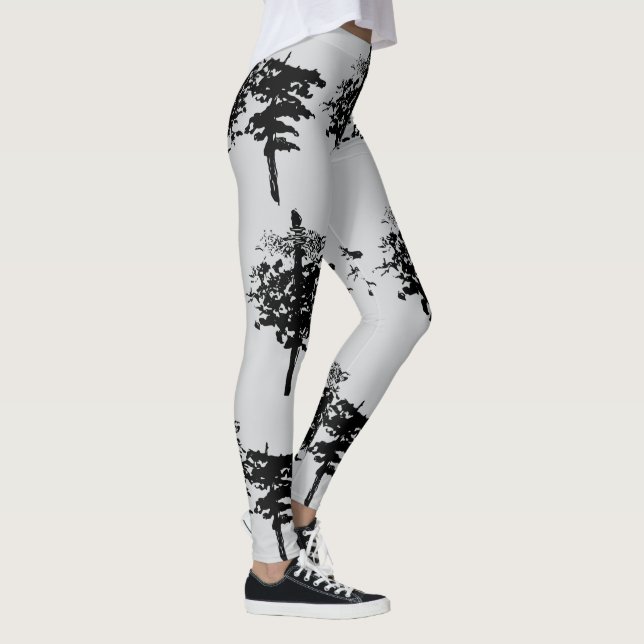 Monokrom naturpromenad: Vinterbenet Gren Leggings (Höger)