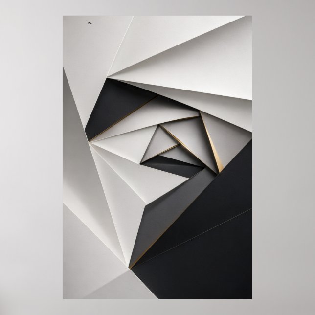 Monokrom Origami Spiral Poster (Framsidan)