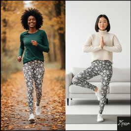 Monokrom Pebble Bean Ekologisk Doodle Mönster Leggings