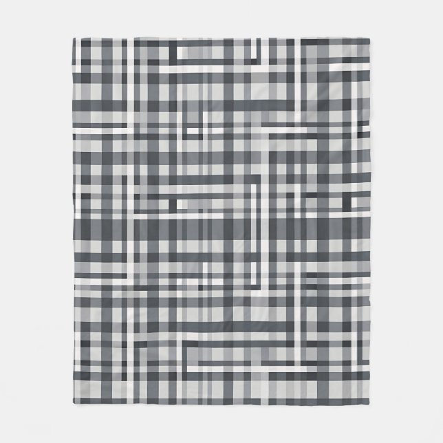 Monokrom Pixel Kontroll Geometriskt Mönster Fleecefilt (Framsidan)