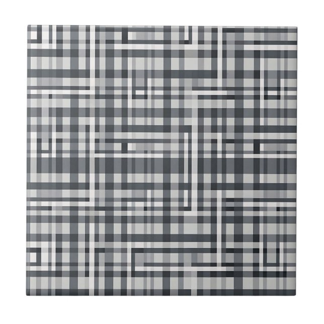 Monokrom Pixel Kontroll Geometriskt Mönster Kakelplatta (Framsidan)