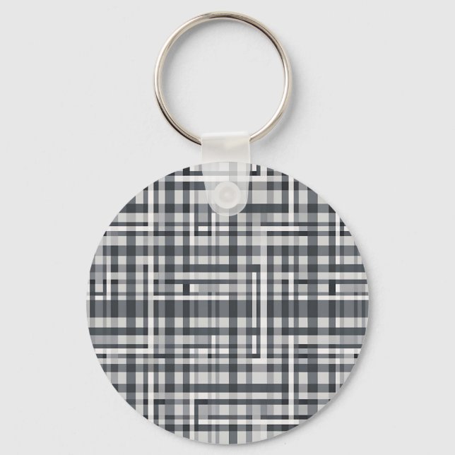 Monokrom Pixel Kontroll Geometriskt Mönster Nyckelring (Framsida)
