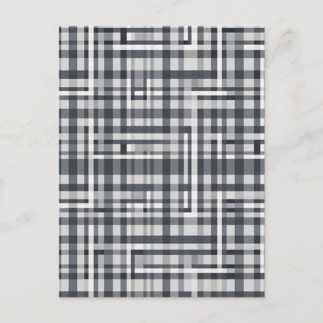 Monokrom Pixel Kontroll Geometriskt Mönster Vykort (Framsida)