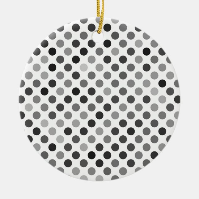 Monokrom Polka Dot Mönster (svarta och vita pricka Julgransprydnad Keramik (Framsidan)