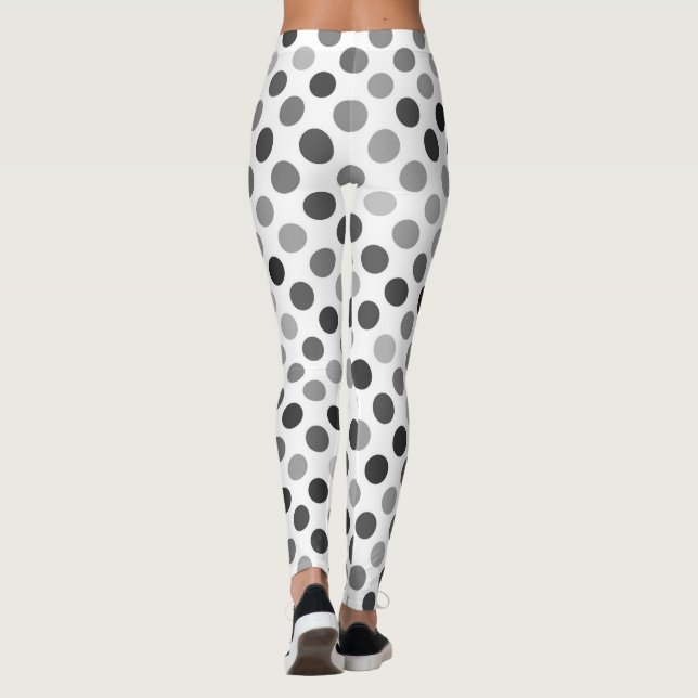 Monokrom Polka Dot Mönster (svarta och vita pricka Leggings (Baksida)