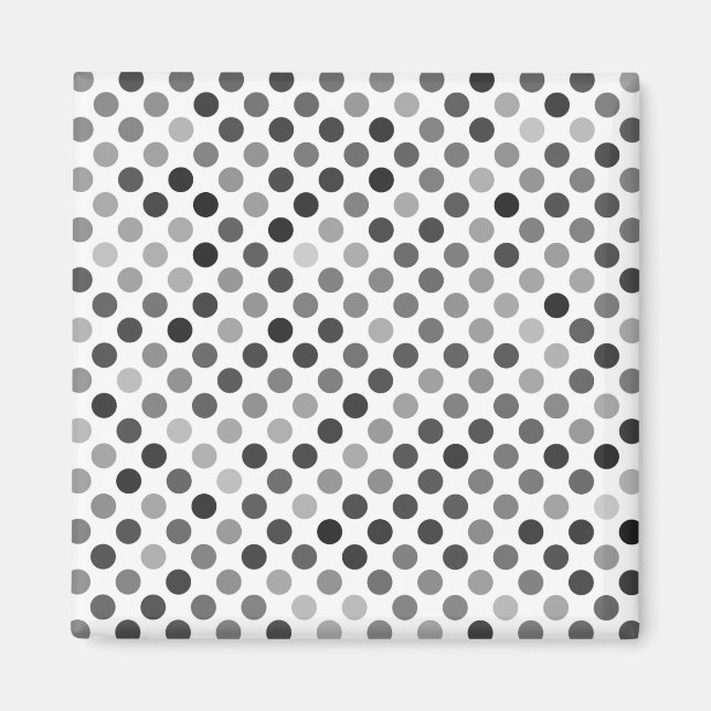 Monokrom Polka Dot Mönster (svarta och vita pricka Magnet (Framsidan)