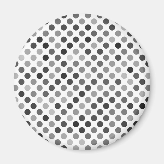 Monokrom Polka Dot Mönster (svarta och vita pricka Magnet (Framsidan)