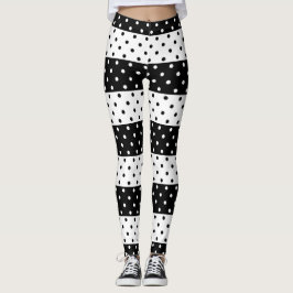 Monokrom polka dotsdamasker leggings