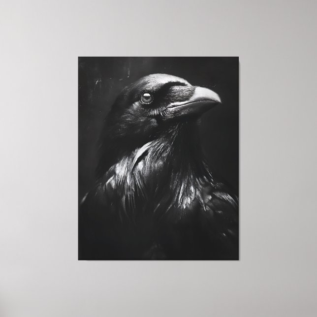 Monokrom Porträtt av Korp Canvastryck (Framsida)