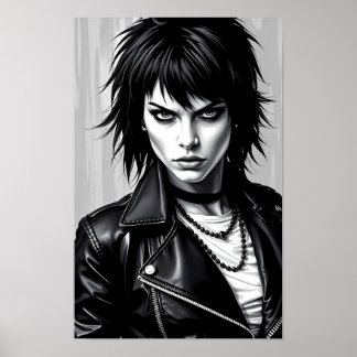 Monokrom rebel glam rock andaaffisch poster