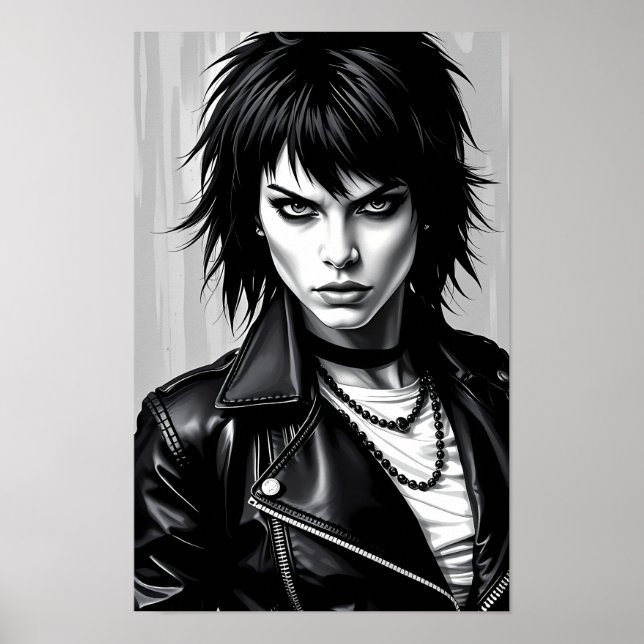 Monokrom rebel glam rock andaaffisch poster (Framsidan)